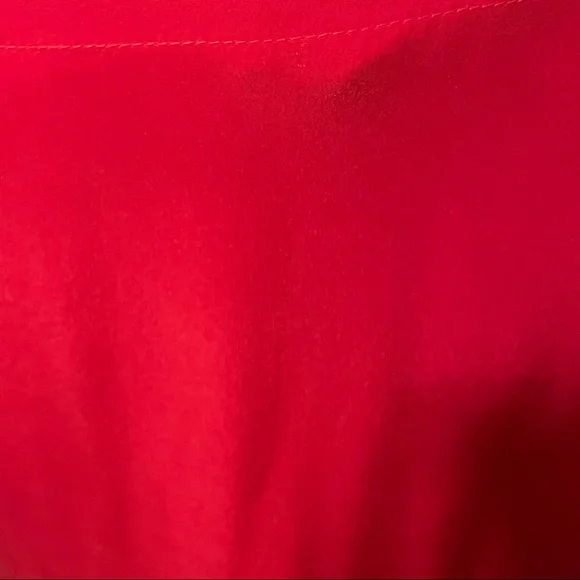 Vintage 80’s Liz Claiborne silk red dress color block sleeves midi front pocket - Picture 7 of 9